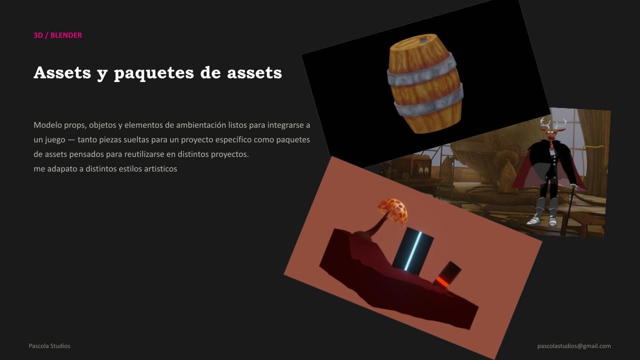 Props y personajes 3D en diferentes estilos artísticos